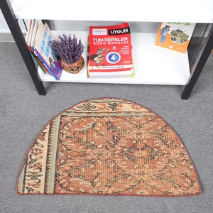 Small Rugs, Vintage Rug, Round Rug, Turkish Rug, Anatolian Rug, Rugs For Bathroom, 2.5x1.5 ft Brown Rug, Antique Rug, Vintage Decor,  10243