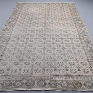 Turkish Rug, 6x9 Large Rug, Vintage Rug, Antique Rugs, Rugs For Bedroom, 5.8x9.2 ft Beige Rug, Colorful Vintage Oushak Rug, Turkish Wool Rug