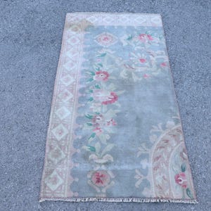 Turkish Rug, Small Rug, 2x5 feet, Handmade Rug, Oushak Rug, Oriental Rug, Antique Rug, Organic Rug, Vintage Rug