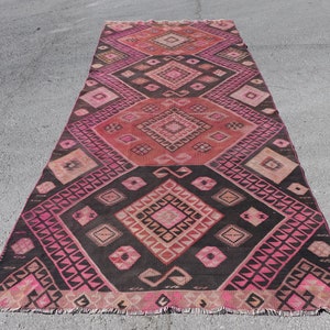 Runner Kilim, Turkish Large Kilim,12x4.7 feet, Oriental Kilim, Antique Kilim, Vintage Kilim, Aztec Kilim, Organic Kilim, Kilim Rug, 4081