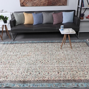 Large Rug, Vintage Rug, Turkish Rug, Oushak Rug, Rugs For Living Room, 5.4x8.7 ft Beige Rug, Wool Rug, Antique Rug, Turkish Salon Rug, 9581