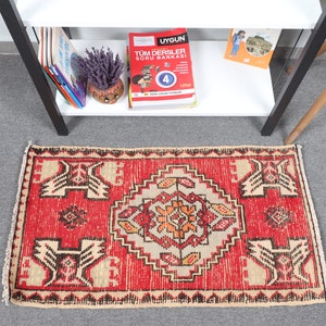 Türkischer Teppich, Kleiner Teppich, Anatolischer Teppich, 50 x 90 cm, Roter Teppich, Anatolischer Teppich, Kinderteppich, 10121