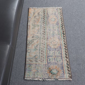 Turkish Rug, Vintage Rug, 1.5x3.2 ft Small Rugs, Antique Rug, Rugs For Kitchen, Beige Oriental Rug, Personalized Door Mat Rug,  9370