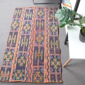 Patchwork Rug, Small Rugs, Vintage Rug, Turkish Rug, Antique Rug, Rugs For Bathroom, 2.3x3.9 ft Orange Rug, Wool Rugs, Turkish Rug Small,