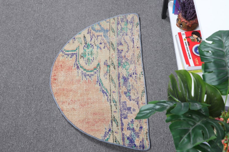 Round Rug, Small Rugs, Vintage Rug, Turkish Rug, Muted Oushak Rug, Rugs