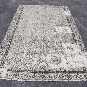 Distressed Rug, Antique Rug, 9.7&#39;x5.7&#39;, Vintage Rug, Turkish Rug, Oushak Rug, Oriental Rug, Large Rug, Living Room Rug, Handmade Rug, 2655