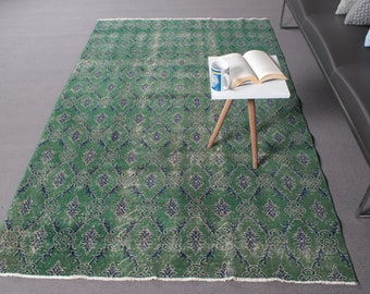 Area Rug, Turkish Rug, Vintage Rug, Anatolian Rugs, Rugs For Bedroom, 4.9x8 ft Green Rug, Wool Rugs, Turkish Area Rug,