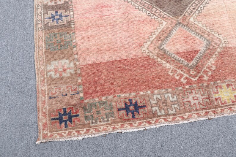 Turkish Patchwork Rugs Vintage Turkish Rug, 3.7x12.3 Ft Oushak Rug, Orange Patchwork Wool Rug ...