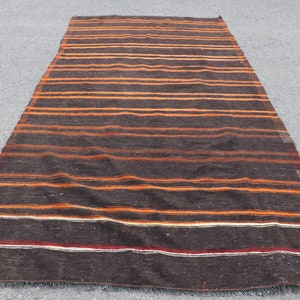 Vintage Kilim, Turkish Kilim, Large Kilim, Home Decor Kilim, 69x140 inches Brown Kilim, Organic Kilim, Living Room Kilim,  7669