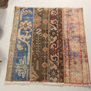 2.4x2.6 ft Small Rug, Vintage Rug, Oushak Rug, Turkish Rug, Rugs For Kitchen, Turkey Door Mat Rug, Blue Oushak Rug, Handmade Bedroom Rug
