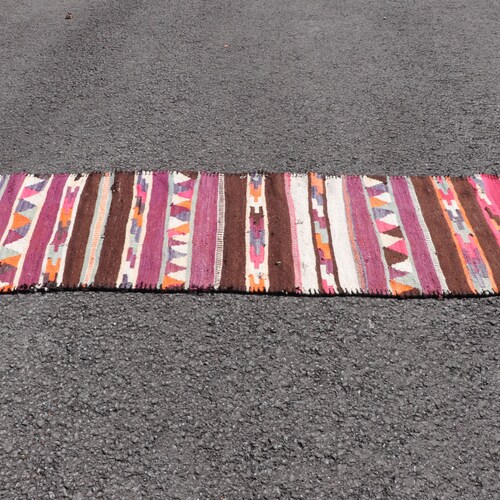 Turkish Kilim, Vintage Kilim, 8.6'x2.4',Runner Kilim, Organic Kilim, Hallway shops Kilim, Antique Kilim, Kilim Rug, Kitchen Kilim, Striped 2803