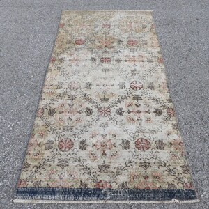 トルコ絨毯、色褪せた絨毯、装飾絨毯、6.6x3.1フィート、ウシャック