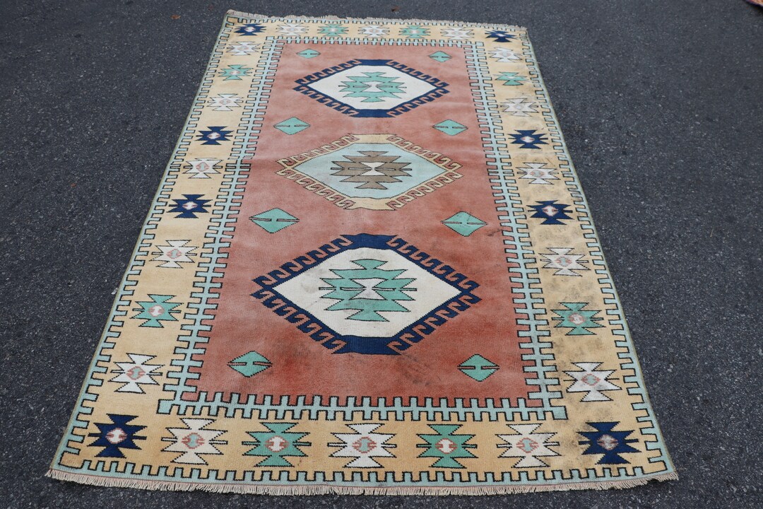 Turkish Rug, Vintage Rug, Rugs for Dining Room, Oushak Rug, Yellow