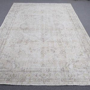 Vintage Rug, Turkish Rug, 6x10 Large Rug, Antique Rug, Rugs For Dining Room, 6.4x9.6 ft Beige Rug, Decorative Turkish Rug, Wool Large Rug,