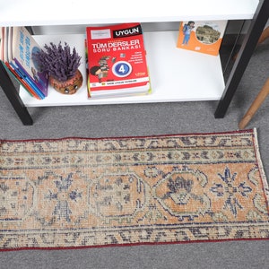 Turkish Rug, Small Rugs, Vintage Rug, Oushak Rugs, Rugs For Entry, 1.2x2.9 ft Yellow Rug, Decorative Rugs, Door Mat Rug, Wool Rug,  10197