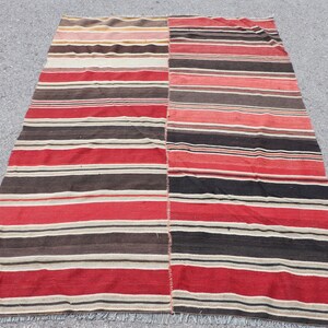 Vintage Kilim, Red Kilim, Turkish Kilim, 4.4x6.4 ft Area Kilim, Rug Kilim, Organic Kilim, Rugs For Floor, Dining Room Kilim