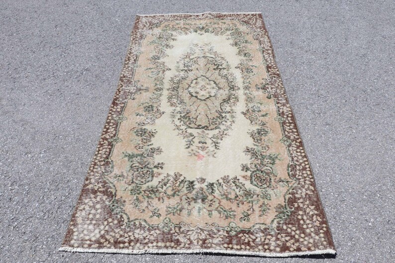Turkish Rug, Vintage Rug, Area Rug, Home Decor shops Carpet, 44x86 inches Brown Rug, Handmade Floor Rugs, Indoor Carpet, 6752