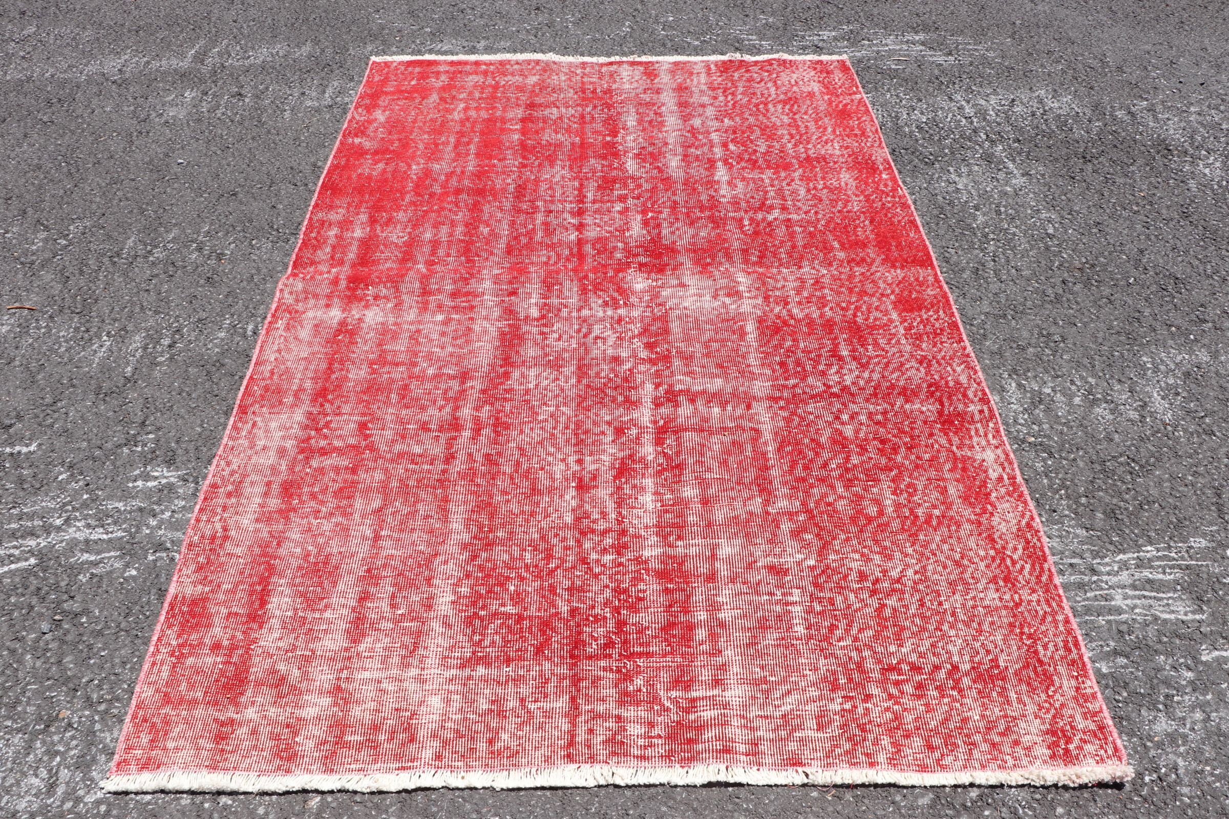 Tapis Turc, Tapis Oushak, 7.3'x4.7', Tapis Vintage, Organique, Oriental, Antique, Rouge, de Secteur,