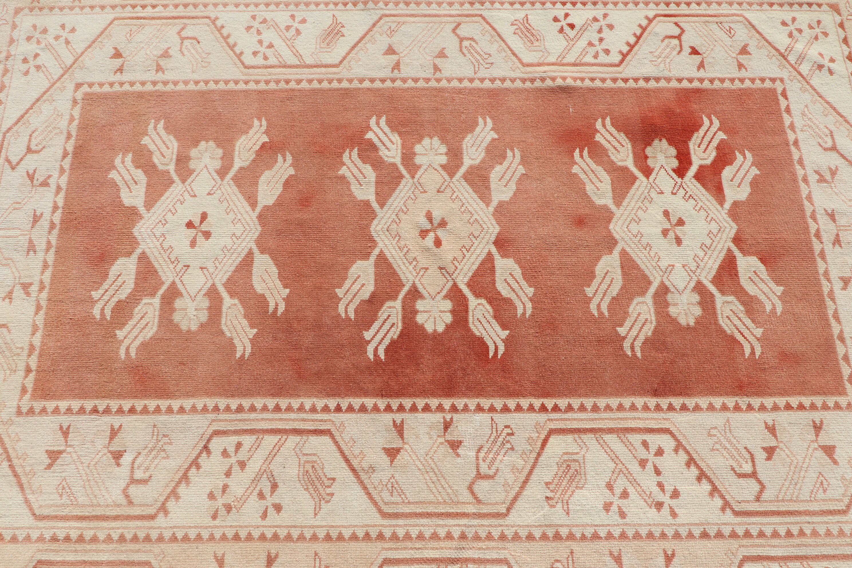 Turkish Faded Rug Vintage Rug 6.8x4.9 Feet Oushak Rug Area Etsy