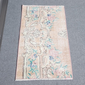 Vintage 1.6x2.9 ft Rug, Turkish Rug, Beige Persian Wool Rug