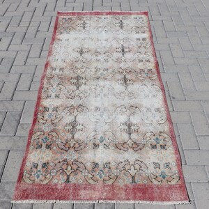 Vintage Rug, Accent Carpet, Turkish Rug, Oushak Carpet, 36x79 inches Red Rug, Turkey Bedroom Carpet, Organic Area Carpet,  6633