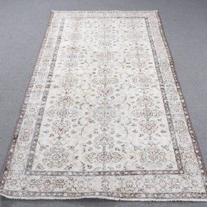 Vintage Rug, 4x7 Area Rugs, Turkish Rug, Oushak Rug, Rugs For Dining Room, 3.8x6.6 ft Beige Rug, Soft Washable Antique Rug, Boho Area Rug,