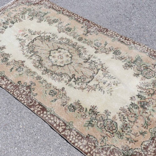 Turkish Rug, Vintage Rug, Area Rug, Home Decor shops Carpet, 44x86 inches Brown Rug, Handmade Floor Rugs, Indoor Carpet, 6752