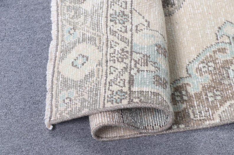 Turkish Patchwork Rugs Vintage Oushak Runner Rug 3x11.5 Ft (90x352 Cm), Turkish Beige ...
