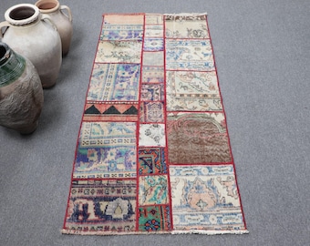 ヴィンテージ トルコ パッチワーク ラグ、78 x 165 cm、3 x 5 フィート