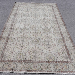 Vintage Oushak Rug, Anatolian Rug, 5x9 ft Area Rug, Turkish Carpet, Beige Home Decor, Handmade Wool Rug, Living Room Rugs