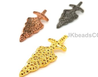 Pave Diamond Arrow Head Pendant 925 Sterling Silver Necklace Jewelry, 37x12mm, High Quality Natural Diamond silver Pendant