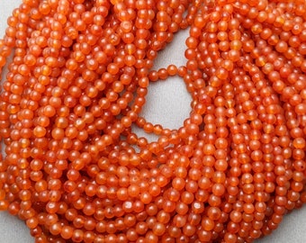 Carnelian Smooth Round Beads - 5mm-  Beads 13' Inches - Carnelian  Gemstone Ball Beads - Jewelry Making Supplies Beads