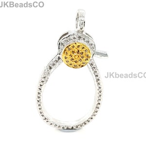 Pave Diamond Two Tone Lock Clasp Findings, 40x21mm Double Sided Diamonds, Silver Sterling 925 Standard Oxidization, Diamond Jewellery
