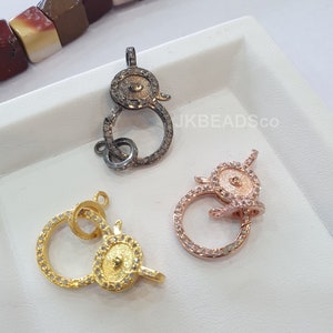 Pave Diamond Lobster Clasp Findings , 26x15mm Double Sided Diamonds, Silver Sterling 925 Standard Oxidization, Diamond Jewellery