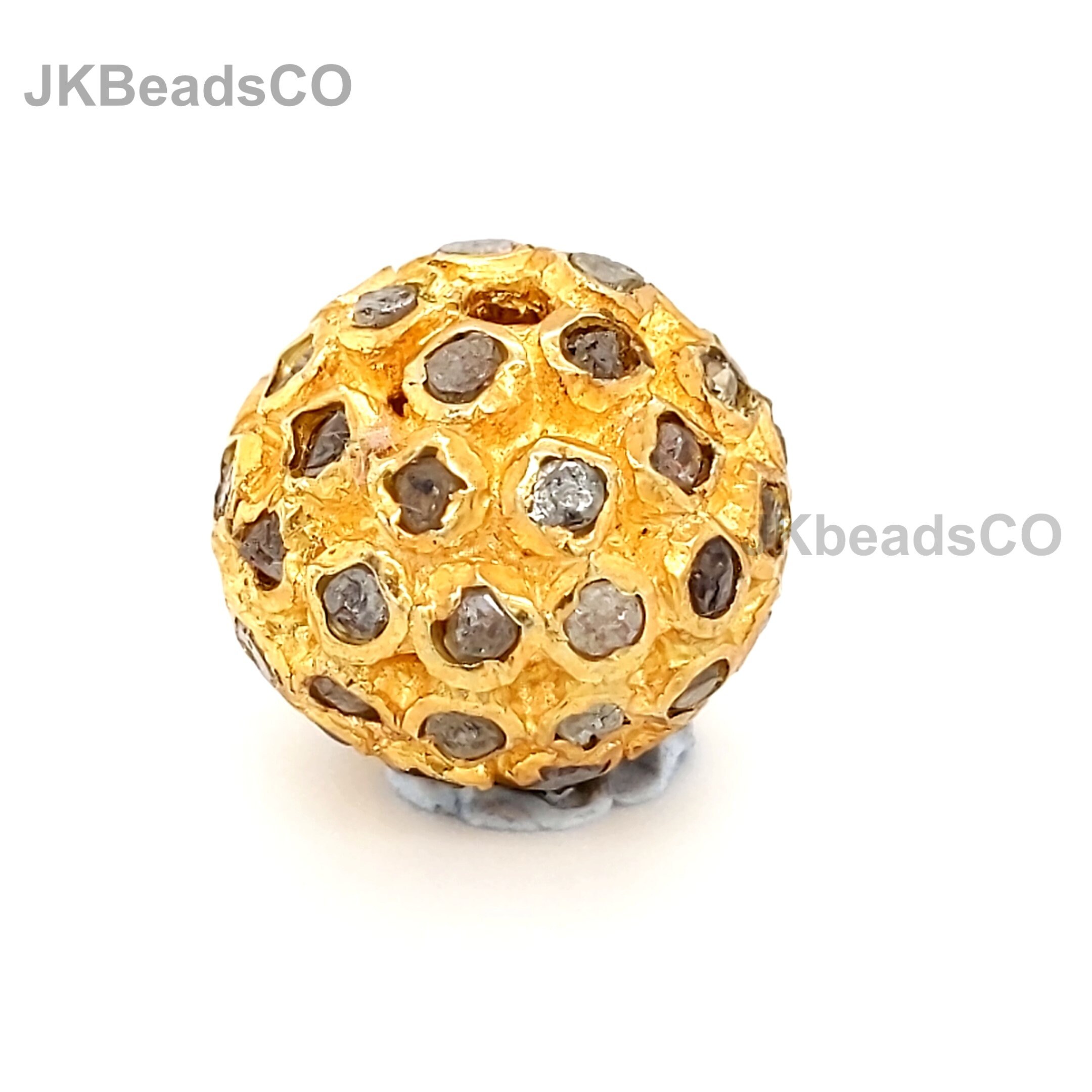 Gold Vermeil Diamond Beads Silver 925 Sterling Findings Jewelry Making Supplies 