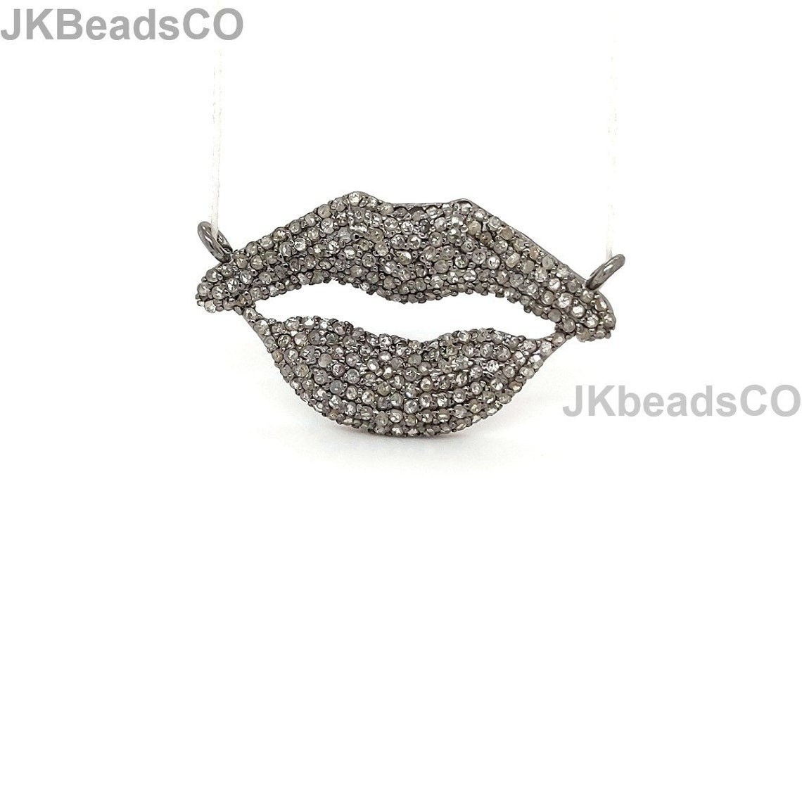 All Diamond Lips Necklace 18 Inches Silver Sterling 925 Etsy