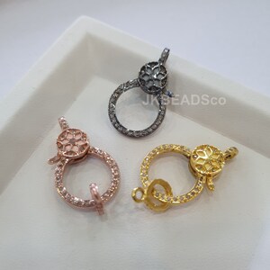 Pave Diamond Filigrce Clasp Findings , 26x16mm Double Sided Diamonds, Silver Sterling 925 Standard Oxidization, Diamond Jewellery