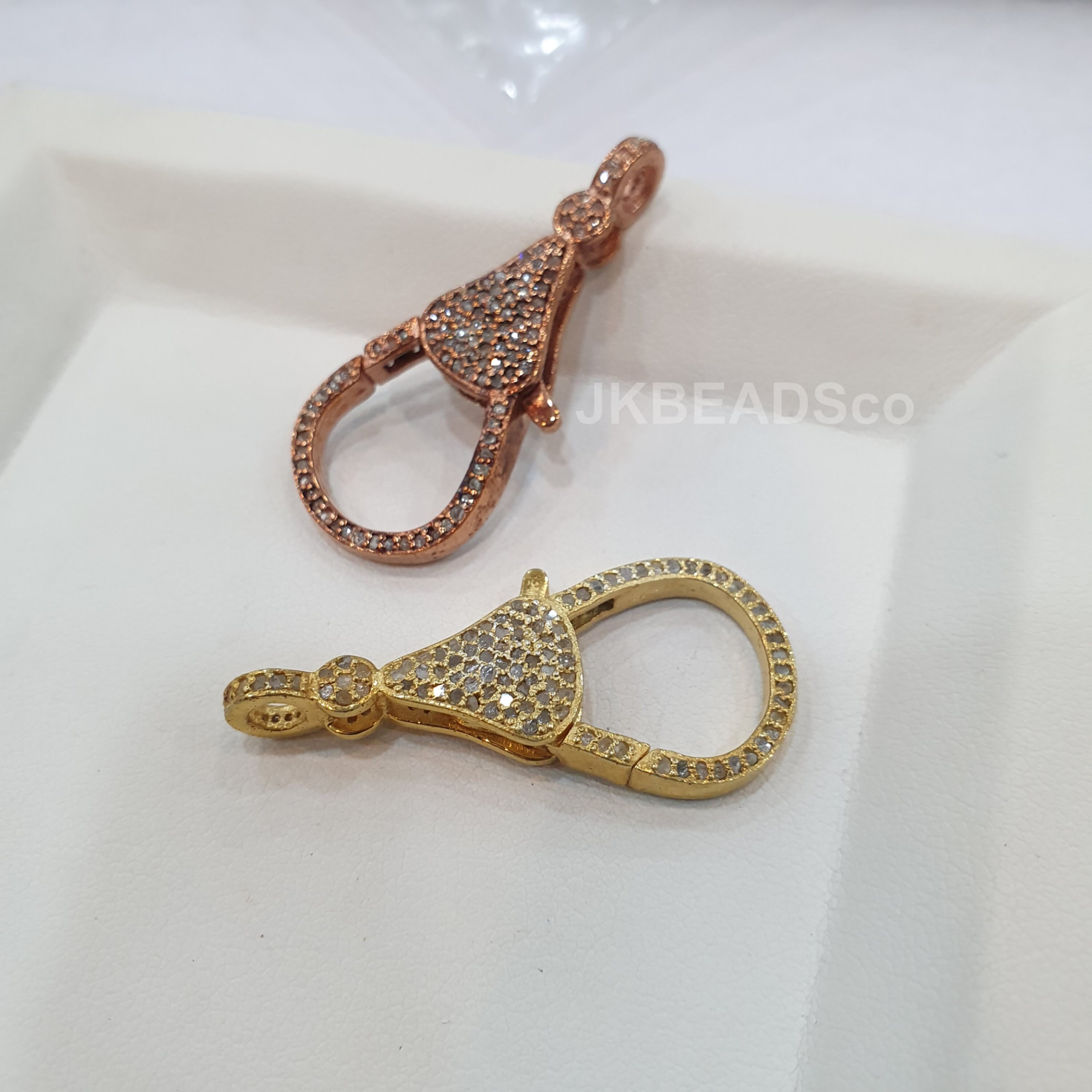 Fermoir Lobster En Argent 925 Serti De Diamants – Pour Bijoux Fait Main, Blanc