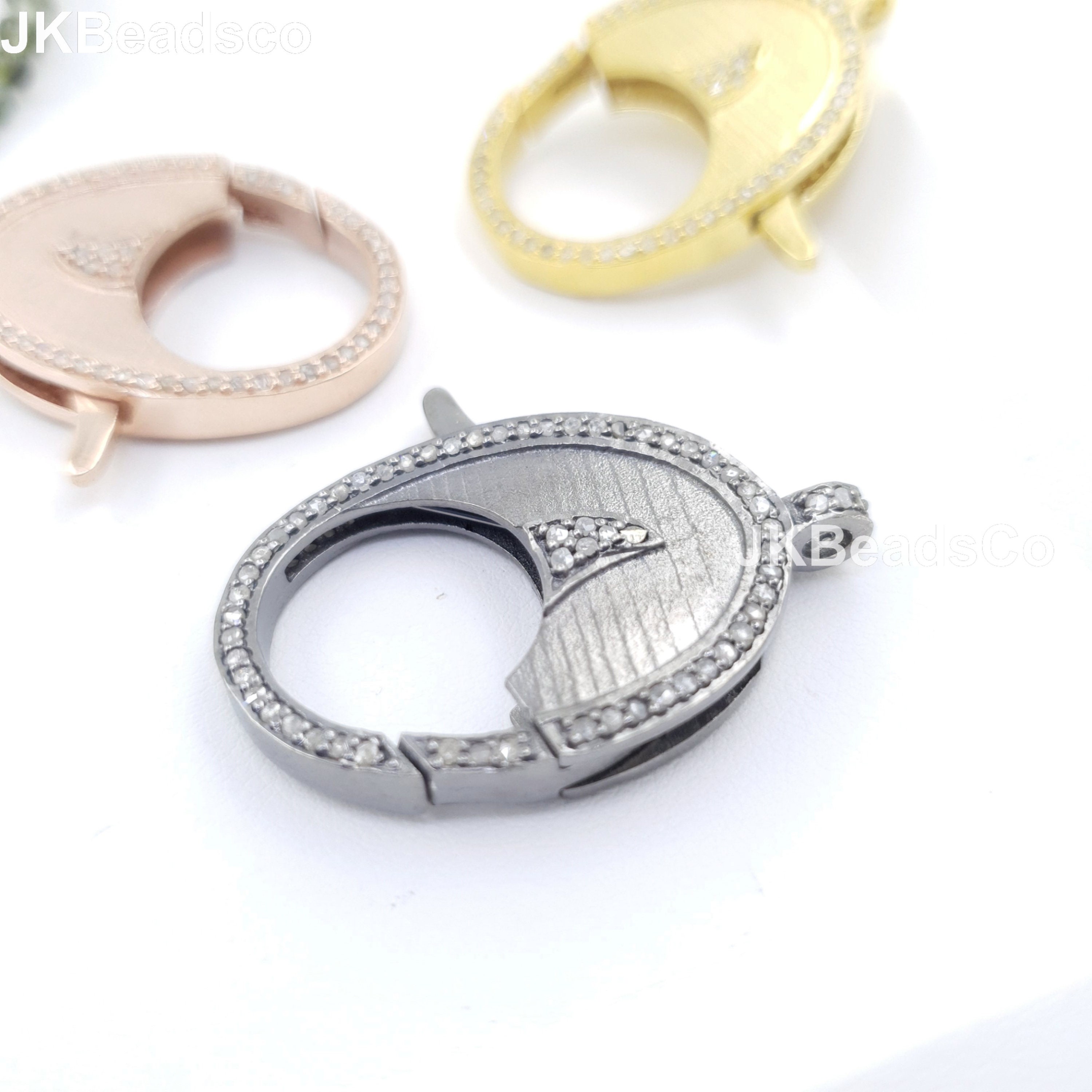 Pave Diamond Big Clasp Findings 34x26mm Double Sided Etsy