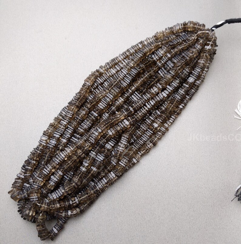 Smoky Quartz Smooth Square Disc Flat Beads Jewelry Making Supplies Beads 4-5mm Beads 16/' Inches Smoky Quartz Gemstone Beads
