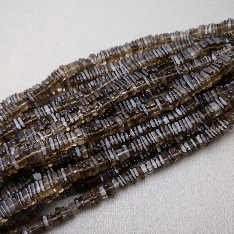 Smoky Quartz Smooth Square Disc Flat Beads Jewelry Making Supplies Beads 4-5mm Beads 16/' Inches Smoky Quartz Gemstone Beads