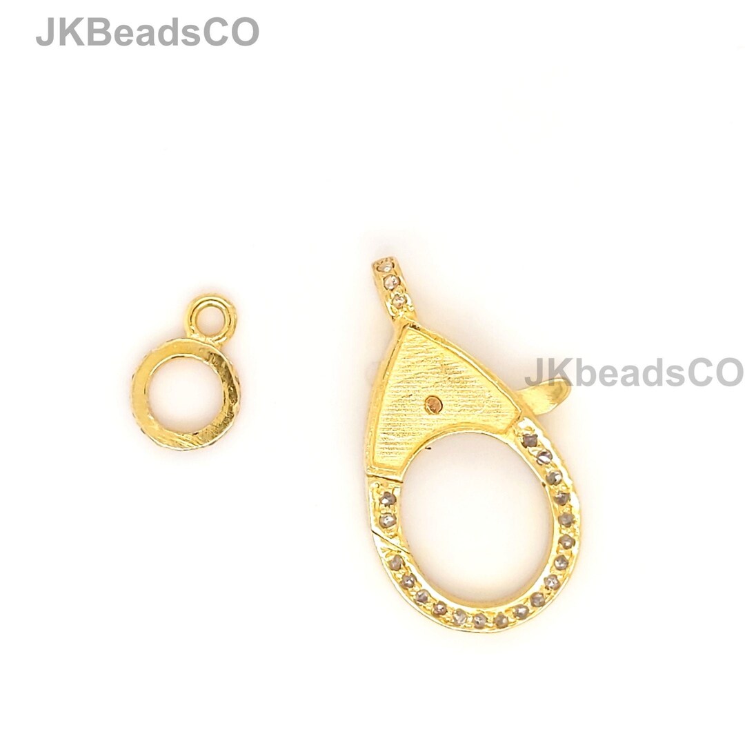Pave Diamond Gold Vermeil Lobster Clasp 27x15mm Double Sided Etsy Italia
