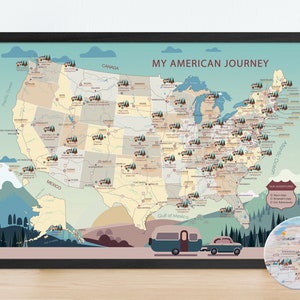 Amerikaanse reiskaart, camping-punaisekaart, campings Amerikaanse roadtripkaart