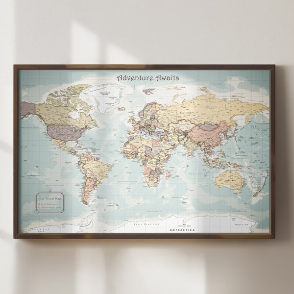 Aangepaste wereldkaart, push-pinkaart, gepersonaliseerde reiskaart
