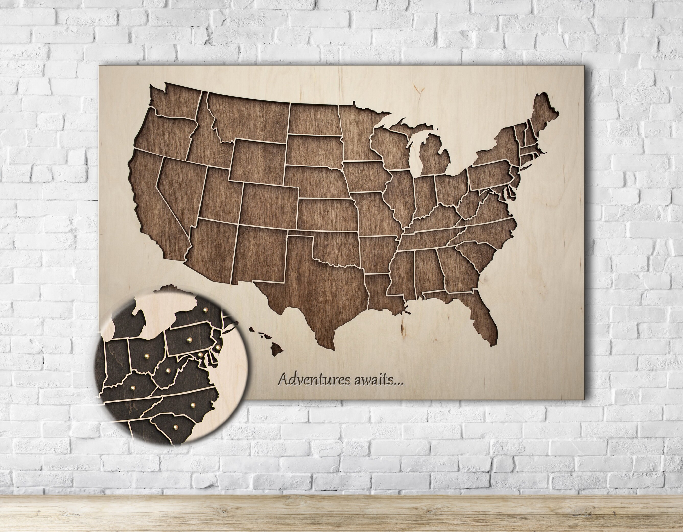 Wooden usa map United States Map Wooden Map Wall Art | Etsy