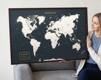 Personalized Push Pin World Map – Travel Gift for Couples and Families