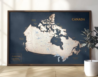 Canada Map, Push Pin Canada Map, Framed Large Custom Map, Gift for traveler