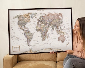 Personalized Travel Map Gift – Push Pin World Map for Birthday, Keepsake