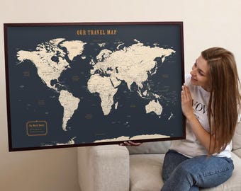 Push Pin World Map Gift for Couples – Personalized Travel Map
