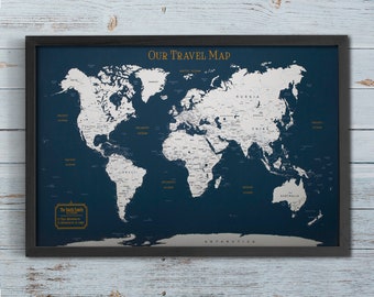 Push Pin World Map, Personalized Gift Framed Map